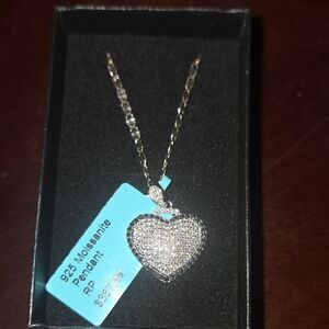 Dazzling Silver Heart Necklace with Moissanite